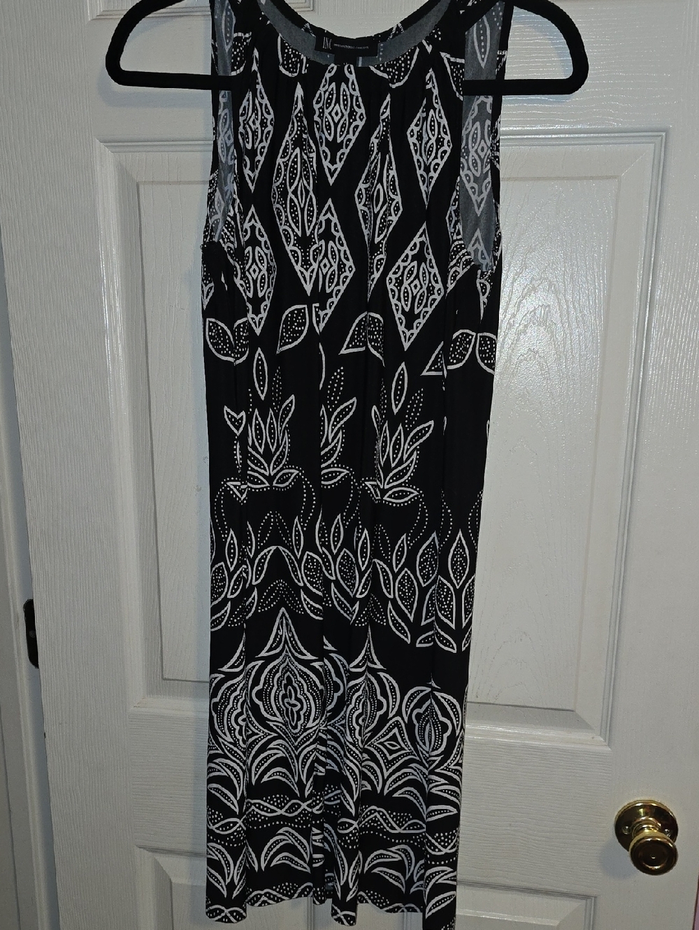 INC International Concepts Black Maxi Skirt with White Botanical Print